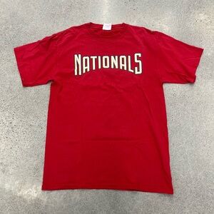 Vintage 2000s Washington Nationals Baseball Tee Shirt Red Large Mens Logo MLB